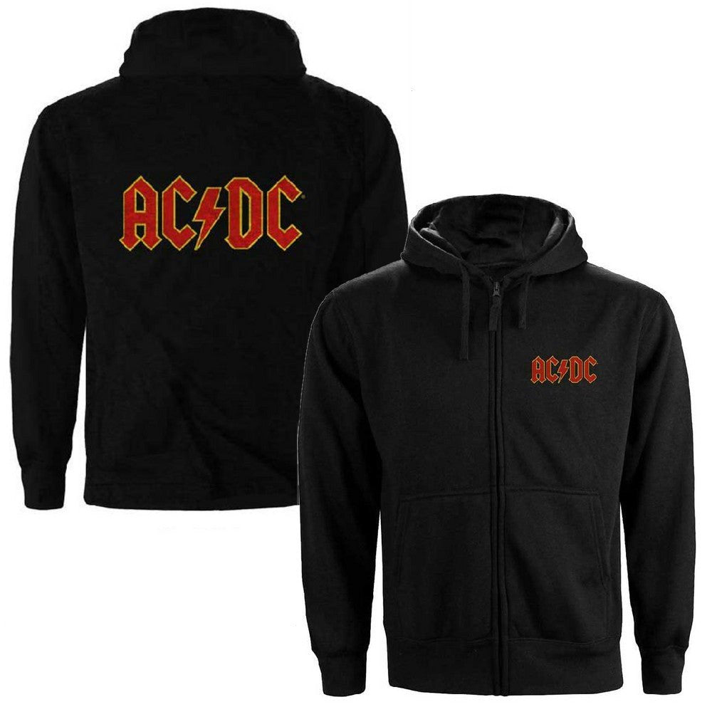 AC/DC エーシーディーシー (Back in Black 45周年 ) - Logo / バックプリントあり / ジップ / パーカー・スウェット / メンズ - PGS